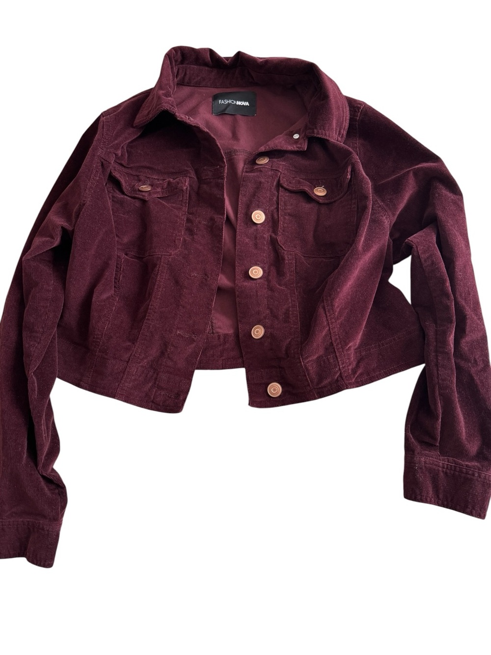 Fashion Nova Curve cropped burgundy jacket